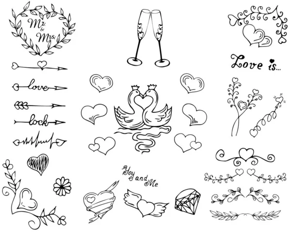 Набір Красиве Стилізоване Весілля Святковий Дизайн Святкових Запрошень Листівок Дільниць — стоковий вектор