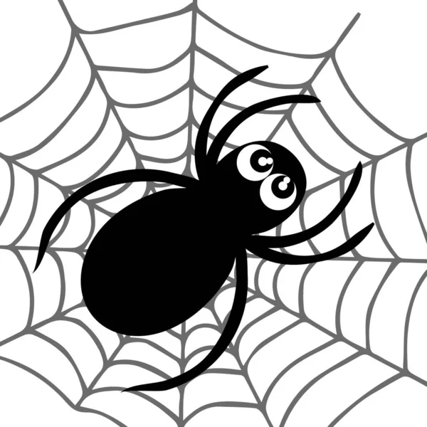 Hintergrund Von Netz Und Spinne Umriss Handgefertigt Halloween Für Dekor — Stockvektor