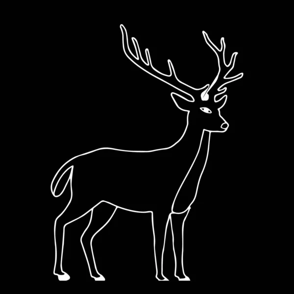 Deer Elk Contour Hand Drawing Your Decor — Stock Vector