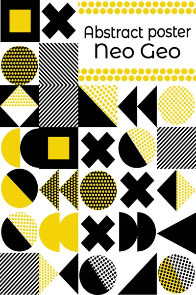Abstracte Poster Neo Geostijl Met Ruimte Voor Tekst Set Van — Stockvector