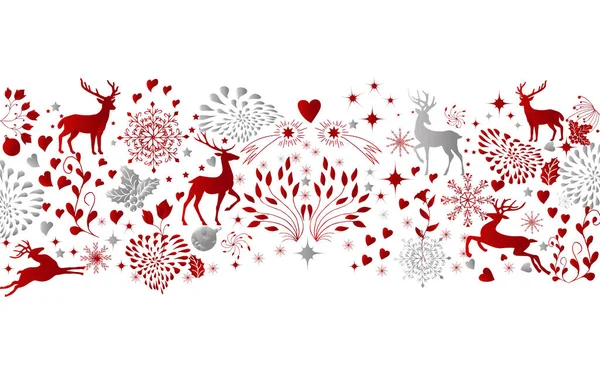 Поздравления Фон Новогодней Открыткой Праздничный Плакат Много Элементов Организовано Красный — стоковый вектор