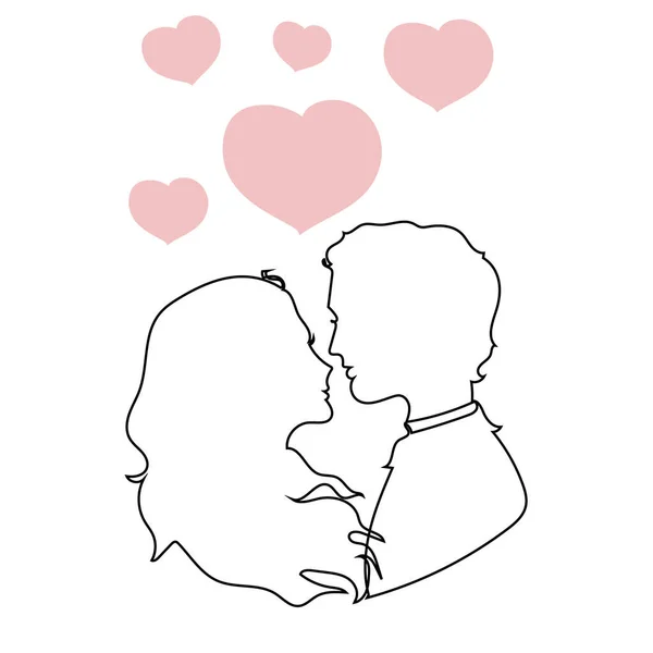 Gelukkig Stel Familie Vriend Vriendin Man Vrouw Verliefd Contourillustratie Kan — Stockvector