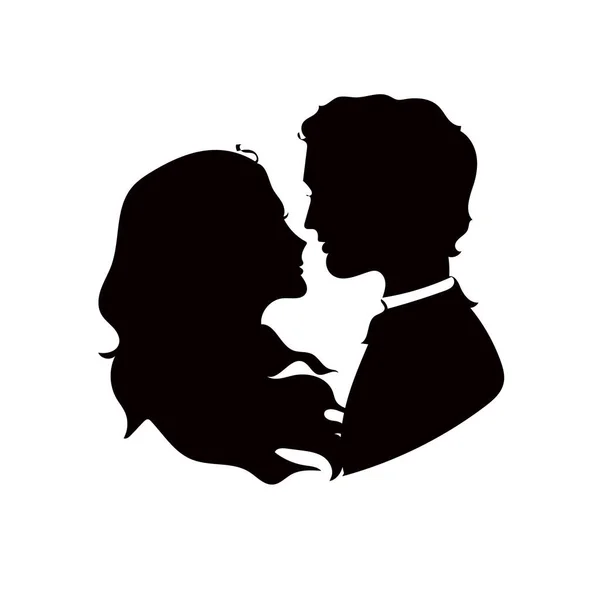 Счастливая Пара Семья Парень Девушка Муж Жена Влюбленные Контурная Иллюстрация — стоковый вектор