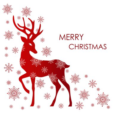 Noel Baba 'nın yeni yıl geyikleri. Şenlikli arkaplan, tebrik kartı, metin için yeri olan poster.