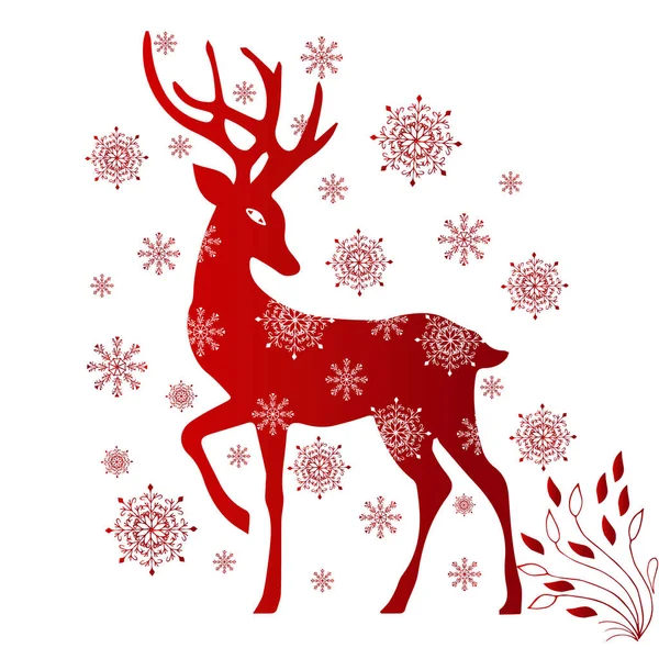圣诞老人的圣诞驯鹿 节日背景 贴有文字的海报 — 图库矢量图片