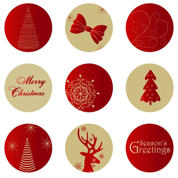 stock vector Round icons with New Year and Christmas design, Christmas trees, deer, snowflakes, greetings text. For highlighting stories, social networks, for bloggers, photographers, for highlighting covers. 