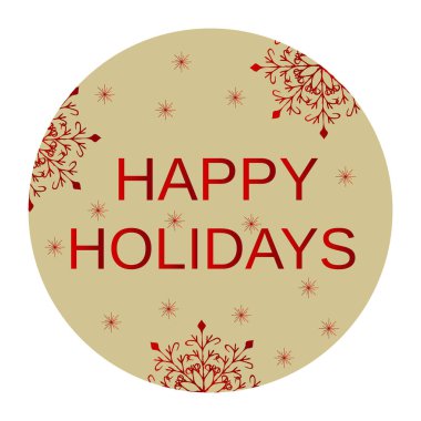 Yuvarlak simge, geçmiş, yeni yıl ve Noel tasarımlı kart. Kırmızı ve altın rengi. Özgeçmiş, selamlama, yazdırma