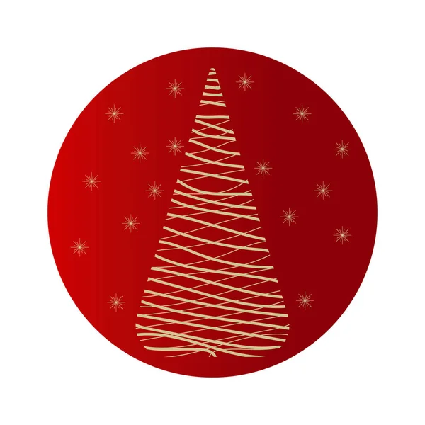 Круглый Значок Фон Открытка Новогодним Рождественским Дизайном Красный Золотой Цвета — стоковый вектор