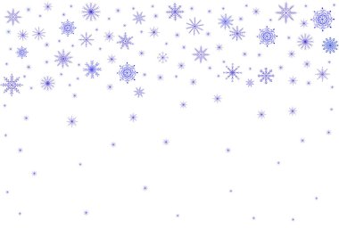 Kış tatili arka planında kar ve uçan kar taneleri. Tebrik kartları, planlar, arka planlar, davetiyeler için