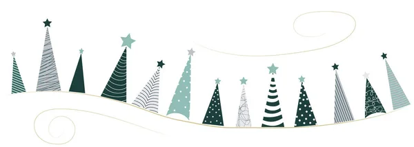 Weihnachts Oder Neujahrskollektion Mit Weihnachtsbäumen Skandinavischen Stil Grün Und Grautönen — Stockvektor