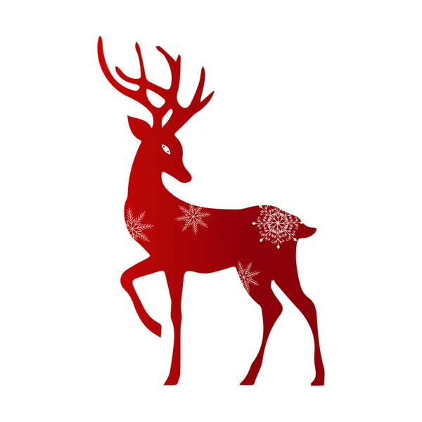 Cerf Noël Père Noël Orignal Décoré Avec Des Flocons Neige — Image vectorielle