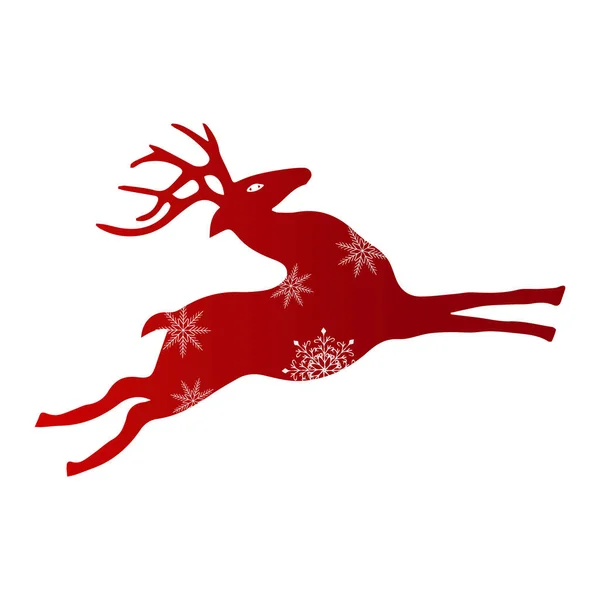 サンタのお祝いの鹿 ムース 雪片で飾られています 祭りの装飾 — ストックベクタ