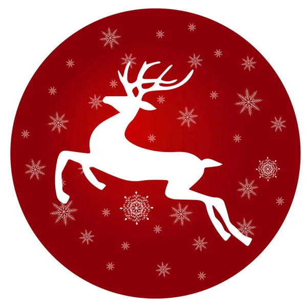 Cervo Natal Estilizado Decorado Com Flocos Neve Isolados Fundo Vermelho —  Vetores de Stock