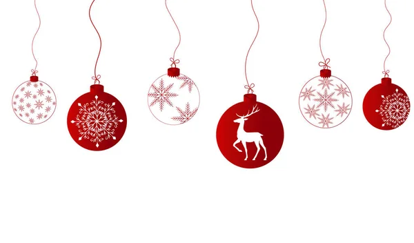 Festlicher Hintergrund Webbanner Postkarte Mit Weihnachtskugeln Schneeflocken Hirschen Kann Als — Stockvektor