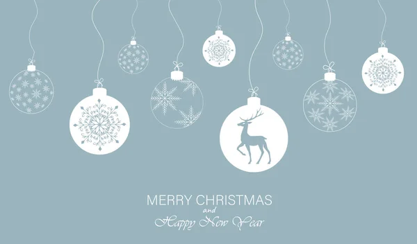 Festlicher Hintergrund Webbanner Postkarte Mit Weihnachtskugeln Schneeflocken Hirschen Kann Als — Stockvektor