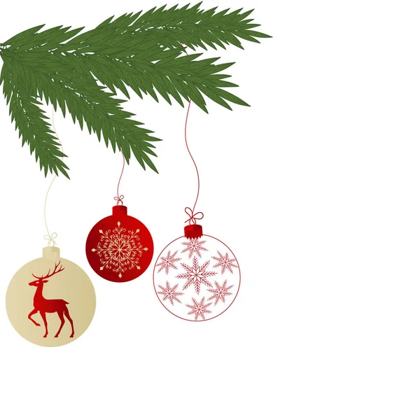 Festliche Neujahrs Und Weihnachtsgrüße Hintergrund Mit Realistischen Tannenzweigen Und Schneeflocken — Stockvektor