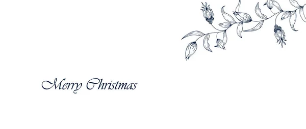 Fondo Floral Con Saludo Navidad Año Nuevo Dibujo Mano Decoración — Vector de stock