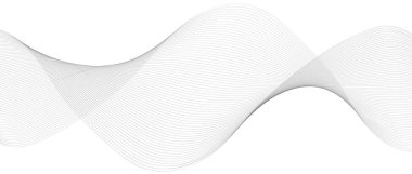 Dalganın arka planı pürüzsüz. Beyaz arka planda güzel dalgalı bir çizgi. Yatay pankart şablonu. Soyut gelecek şablonu. Krom teknolojili duvar kağıdı.