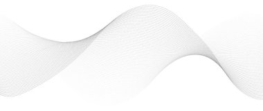 Dalganın arka planı pürüzsüz. Beyaz arka planda güzel dalgalı bir çizgi. Yatay pankart şablonu. Soyut gelecek şablonu. Krom teknolojili duvar kağıdı.