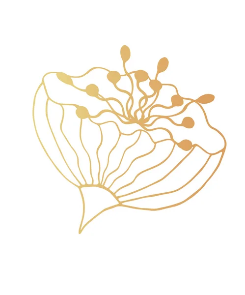 Blomma Gren Guld Löv — Stock vektor