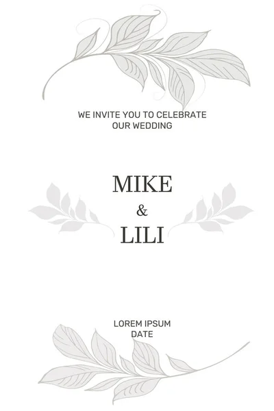 Invitation Template Wedding Anniversary Holiday Elements Natural Decor Successfully Complement — Vetor de Stock