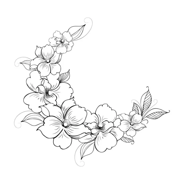 Gentle Floral Background Flower Branches Buds Flower Arrangement Hand Drawing — Stockfoto