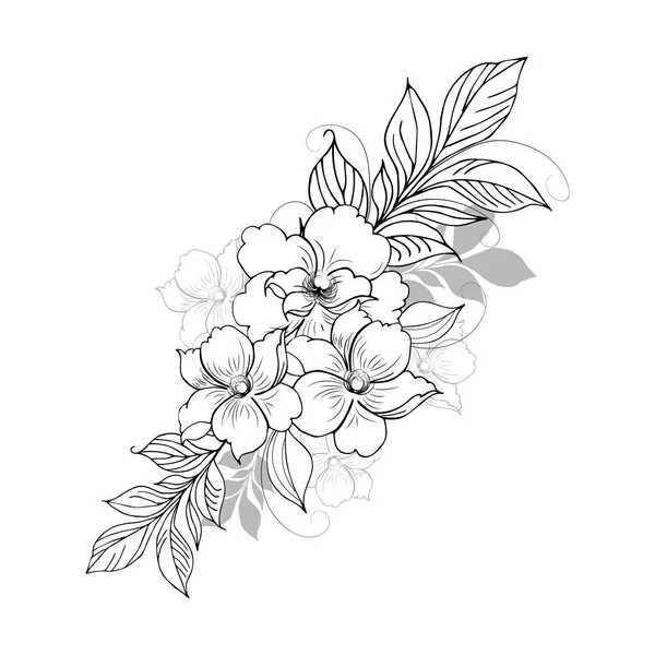 Ніжний Квітковий Фон Квіткових Гілок Бутонів Квіткова Композиція Малюнок Рук — стокове фото