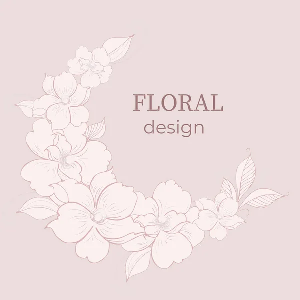Cadre Élégant Fond Couronne Florale Monogramme Doux Aux Herbes Fleurs — Photo