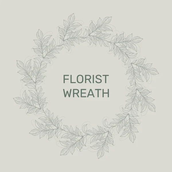 Elegant Frame Background Floral Wreath Gentle Monogram Hand Drawn Wild — Vector de stock