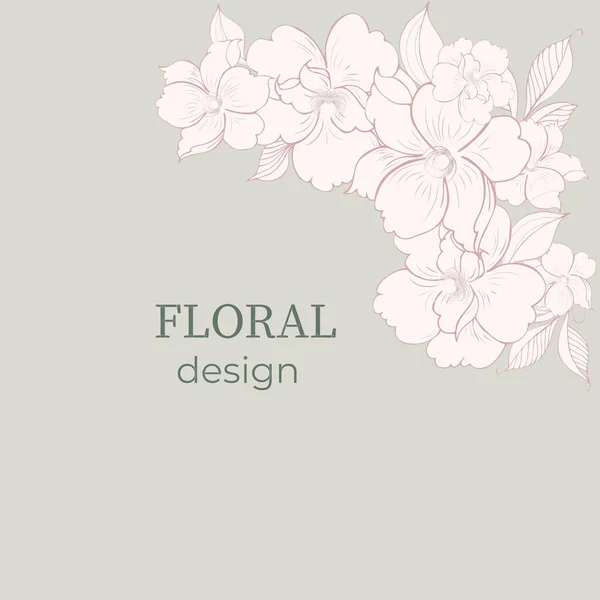 Quadro Elegante Fundo Grinalda Floral Monograma Suave Com Ervas Selvagens — Vetor de Stock