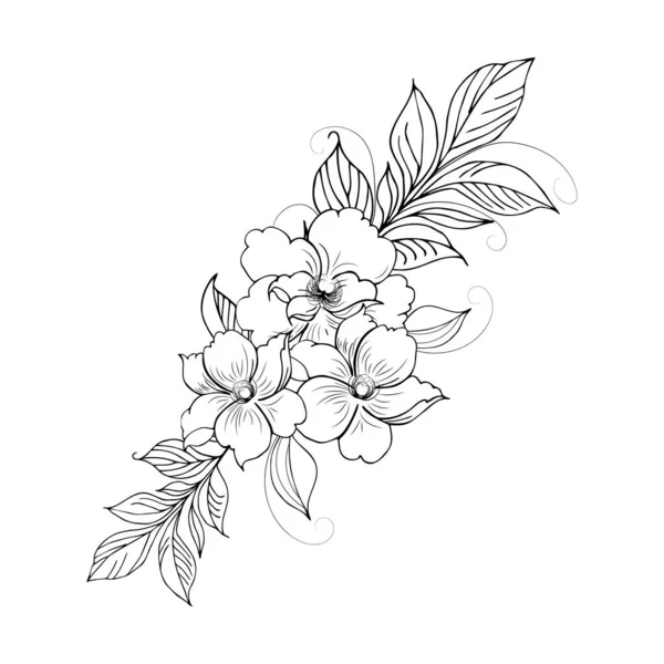 Gentle Floral Background Flower Branches Buds Flower Arrangement Hand Drawing — 스톡 벡터