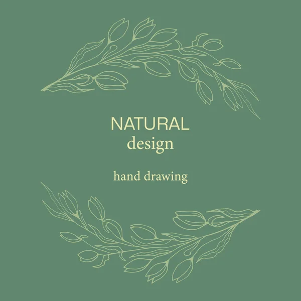 Elegant Frame Background Floral Wreath Gentle Monogram Hand Drawn Wild — Stockvektor