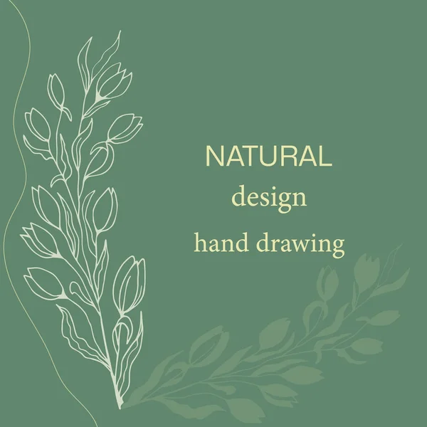 Elegant Frame Background Floral Wreath Gentle Monogram Hand Drawn Wild — Vector de stock