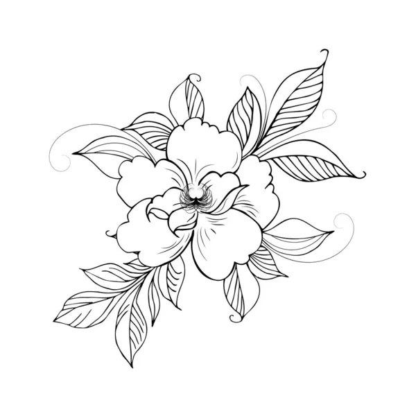 Composição Floral Fundo Floral Com Flores Tenras Ramos Botões Desenho —  Vetores de Stock