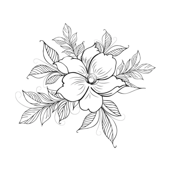 Florale Komposition Floraler Hintergrund Mit Zarten Blumen Und Knospenzweigen Handzeichnen — Stockvektor