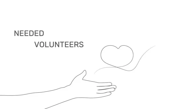Wolontariat Ludzka Ręka Oferuje Pomoc Wsparcie Narodowy Sztandar Wolontariuszy Miesiąc — Wektor stockowy