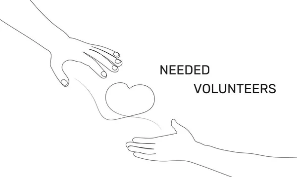 Wolontariat Ludzka Ręka Oferuje Pomoc Wsparcie Narodowy Sztandar Wolontariuszy Miesiąc — Wektor stockowy