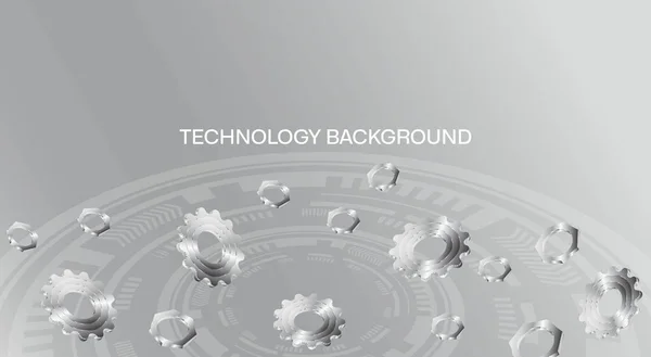Fond Technologique Métallique Lumineux Avec Engrenages Engrenages Écrous Éléments Technologiques — Image vectorielle