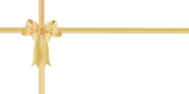 Altın fiyonk ve kurdele hediye kutusunda. Bir hediye ve tasarımın için güzel bir paket..