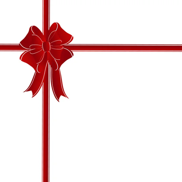 Arc Rouge Ruban Sur Boîte Cadeau Bel Emballage Pour Cadeau — Image vectorielle