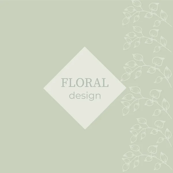 Eleganter Rahmen Hintergrund Floraler Kranz Handgezeichnetes Monogramm Mit Handgezeichneten Wildkräutern — Stockvektor