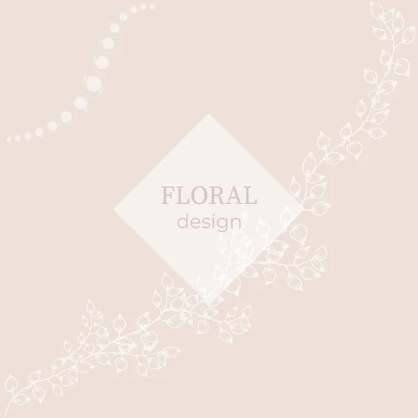 Eleganter Rahmen Hintergrund Floraler Kranz Handgezeichnetes Monogramm Mit Handgezeichneten Wildkräutern — Stockvektor