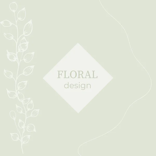 Marco Elegante Fondo Corona Floral Monograma Dibujado Mano Con Hierbas — Vector de stock