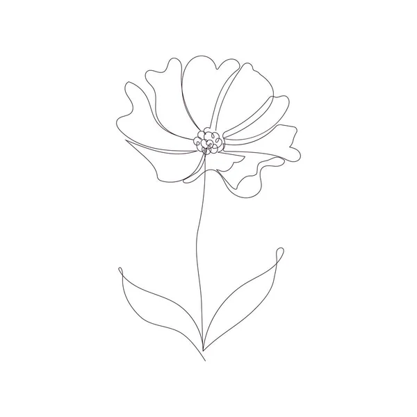 Abstrakt Blommig Bakgrund Blommor Stil Med Linje Konst Kontinuerlig Linje — Stock vektor