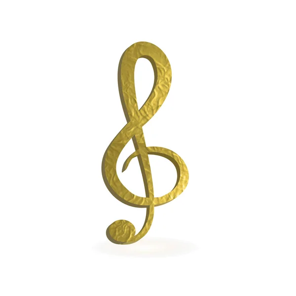 stock vector Musical clef 3D in golden color on transparent background, for music designs