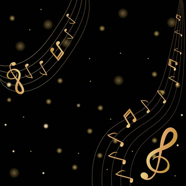 Fond Musical Avec Clef Notes Effets Ton Sur Fond Noir — Image vectorielle