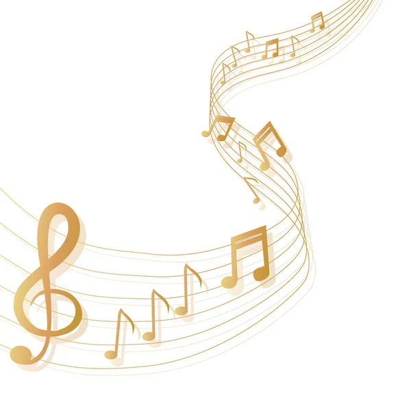 Muzyczne Tło Klejem Notatki Efekty Kolorze Złotym — Wektor stockowy