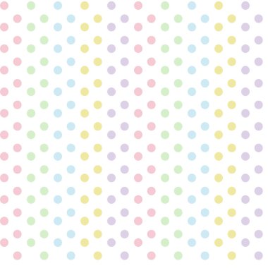 Neşeli renkli noktalar, yumuşak pastel renklerde çocukların kusursuz desenleri. Vektör