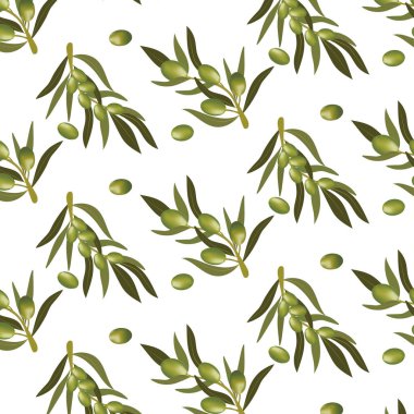 Zeytin dalı ve yeşil zeytinli kusursuz desen