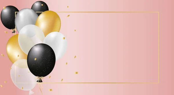 Святковий Дизайн Реалістичними Золотими Чорними Кульками Стильний Плакат Обкладинка Банер — стокове фото